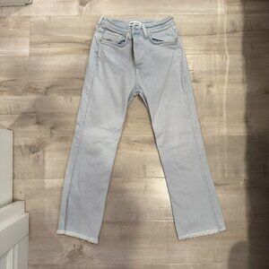ZARA Light blue high-waisted straight-leg denim jeans